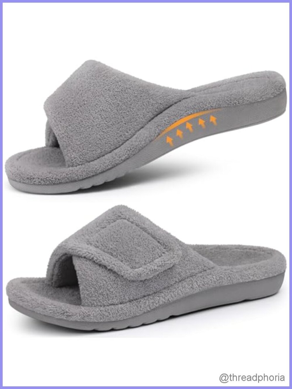 Orthopedic Open Toe Slippers with Arch Support & Adjustable Strap